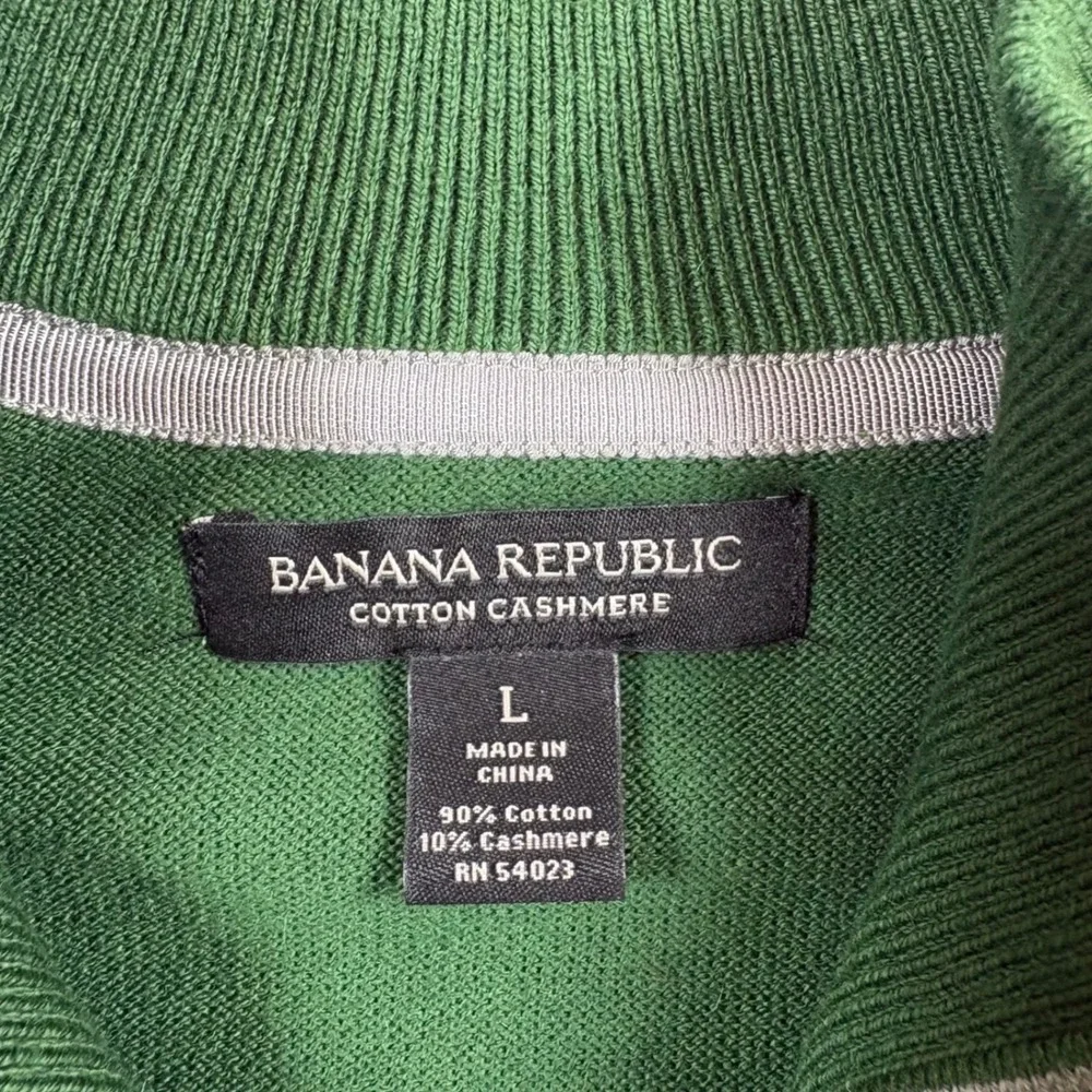 Banana Republic Mens Green Cotton Cashmere Blend Mock Neck Button Sweater‎ Large